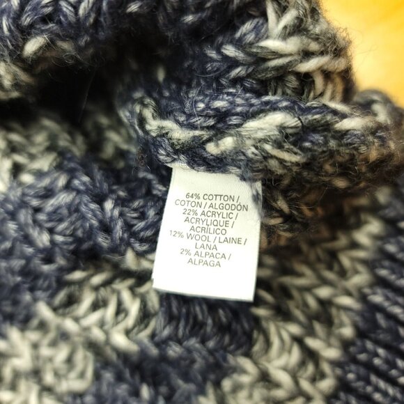 Victorias‎ Secret Womens L Sweater Bulky Blue Gray Stripe Chunky Knit Wool Blend - Picture 7 of 13